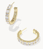 KENDRA SCOTT- Jamie Gold Hoop Earrings in White CZ