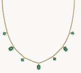 KENDRA SCOTT- Cailin Gold Strand Necklace in Green Crystal