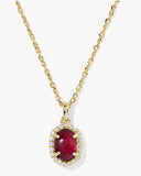 KENDRA SCOTT- Daphne Gold Crystal Frame Pendant Necklace in Dark Burgundy Illusion