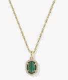 KENDRA SCOTT- Daphne Gold Crystal Frame Pendant Necklace in Green Malachite