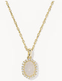 KENDRA SCOTT- Daphne Gold Crystal Frame Pendant Necklace in Iridescent Drusy