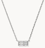 KENDRA SCOTT- Jamie Rhodium Short Pendant Necklace in White CZ
