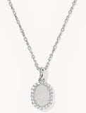 KENDRA SCOTT- Daphne Rhodium Crystal Frame Pendant Necklace in Iridescent Drusy