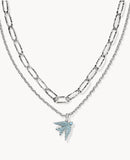 KENDRA SCOTT- Melody Bird Multi Strand Necklace in Rhodium Teal Crystal