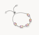 KENDRA SCOTT- Hallie Delicate Chain Bracelet in Rhodium Sunrise Watercolor Illusion