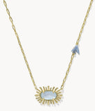 KENDRA SCOTT- Elisa Gold Bird Pendant Necklace in Sky Blue Mother of Pearl