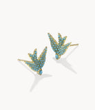 KENDRA SCOTT- Melody Gold Bird Stud Earrings in Teal Crystal