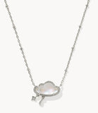 KENDRA SCOTT- Celeste Rhodium Cloud Pendant Necklace in Matte Dichroic Glass