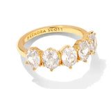 KENDRA SCOTT- Cailin Gold White Crystal Band Ring Size:9