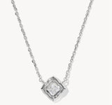 KENDRA SCOTT- Mallory Rhodium Crystal Pendant Necklace in White CZ