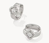 KENDRA SCOTT- Mallory Rhodium Crystal Huggie Earrings in White CZ