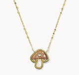 KENDRA SCOTT- Mushroom Gold Short Pendant Necklace in Brown Mix