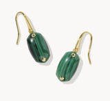 KENDRA SCOTT- Lee Riveted Gold Drop Earrings in Green Malachite