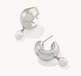 KENDRA SCOTT- Oakland Rhodium Pearl Huggie Earrings