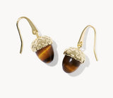 KENDRA SCOTT- Acorn Gold Drop Earrings in Brown Tiger's Eye