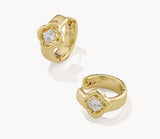 KENDRA SCOTT- Mallory Gold Crystal Huggie Earrings in White CZ