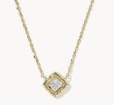 KENDRA SCOTT- Mallory Gold Crystal Pendant Necklace in White CZ