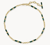 KENDRA SCOTT- Bree Beaded Gold Link Chain Necklace in Green Malachite