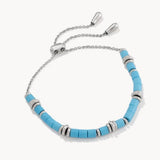 KENDRA SCOTT- Bree Beaded Rhodium Delicate Chain Bracelet in Turquoise