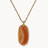KENDRA SCOTT- Danielle Vintage Gold Long Pendant Necklace in Orange Banded Agate