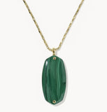 KENDRA SCOTT- Danielle Gold Long Pendant Necklace in Green Malachite