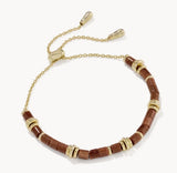KENDRA SCOTT- Bree Gold Beaded Delicate Chain Bracelet in Orange Goldstone
