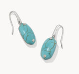 KENDRA SCOTT- Lee Rhodium Riveted Drop Earrings in Variegated Turquoise