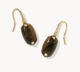 KENDRA SCOTT- Lee Gold Riveted Drop Earrings in Dark Brown Hawks Eye