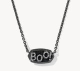 KENDRA SCOTT- Elisa Gunmetal Boo Pendant Necklace in Black Granite
