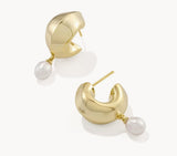 KENDRA SCOTT- Oakland Gold Pearl Huggie Earrings