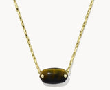 KENDRA SCOTT- Elisa Riveted Gold Pendant Necklace in Dark Brown Hawks Eye