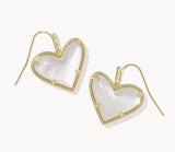 KENDRA SCOTT- Ari Gold Heart Statement Drop Earrings in Ivory Mother of Pearl