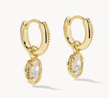 KENDRA SCOTT- Mini Gold Ellie Huggie Earrings in White CZ