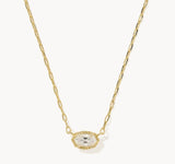 KENDRA SCOTT- Mini Gold Elisa Luxe Pendant Necklace in White CZ