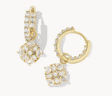 KENDRA SCOTT- Dira Convertible Gold Crystal Huggie Earrings in White Crystal