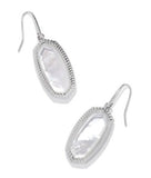 KENDRA SCOTT- Dani Rhodium Ridge Frame Drop Earrings in Ivory Mother of Pearl