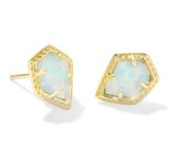 KENDRA SCOTT- Framed Gold Tessa Stud Earrings in Luster Light Blue Opal