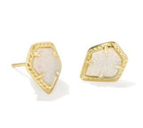 KENDRA SCOTT- Framed Gold Tessa Stud Earrings in Iridescent Drusy