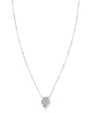 KENDRA SCOTT- Framed Rhodium Tess Satellite Pendant Necklace in Platinum Drusy