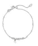 KENDRA SCOTT- Mama Rhodium Script Delicate Chain Bracelet in White Pearl