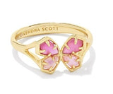 KENDRA SCOTT- Mae Gold Butterfly Cocktail Ring in Azalea Pink Mix