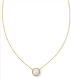 KENDRA SCOTT- Volleyball Gold Short Pendant Necklace in White Mother of Pearl