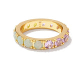 KENDRA SCOTT- Chandler Band Ring Gold Green/Lilac Mix Size 6