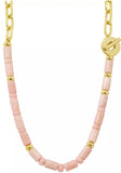 KENDRA SCOTT- Lindsey Gold Beaded Half Chain Necklace in Pink Quartzite