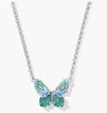KENDRA SCOTT- Bianca Butterfly Pendant Necklace in Rhodium Bright Aqua Mix