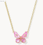 KENDRA SCOTT- Bianca Butterfly Pendant Necklace in Gold Pink Mix