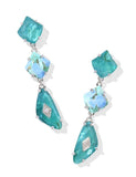 KENDRA SCOTT- Bianca Linear Earring in Rhodium Bright Aqua Mix