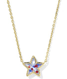 KENDRA SCOTT- Cassidy Short Pendant Necklace in Gold Red White Blue Illusion