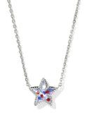 KENDRA SCOTT- Cassidy Short Pendant Necklace in Rhodium Red White Blue Illusion