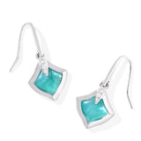 KENDRA SCOTT- Joelle Small Drop Earring in Rhodium Bright Aqua Illusion